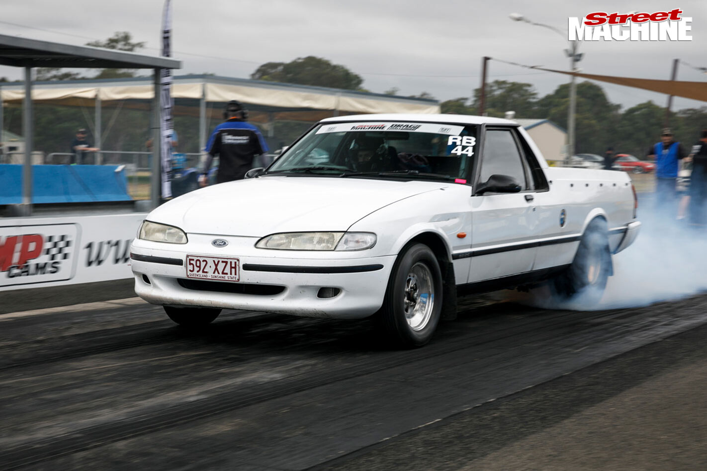 Jamie Farmer’s ‘Dirty Bird’ Falcon ute is runner-up in Tuff Mounts Radial Blown – Drag Challenge Weekend 2018