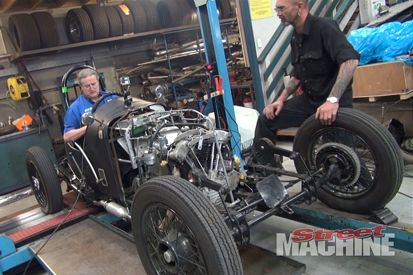 HARLEY KNUCKLEHEAD-POWERED CYCLECAR ON THE DYNO