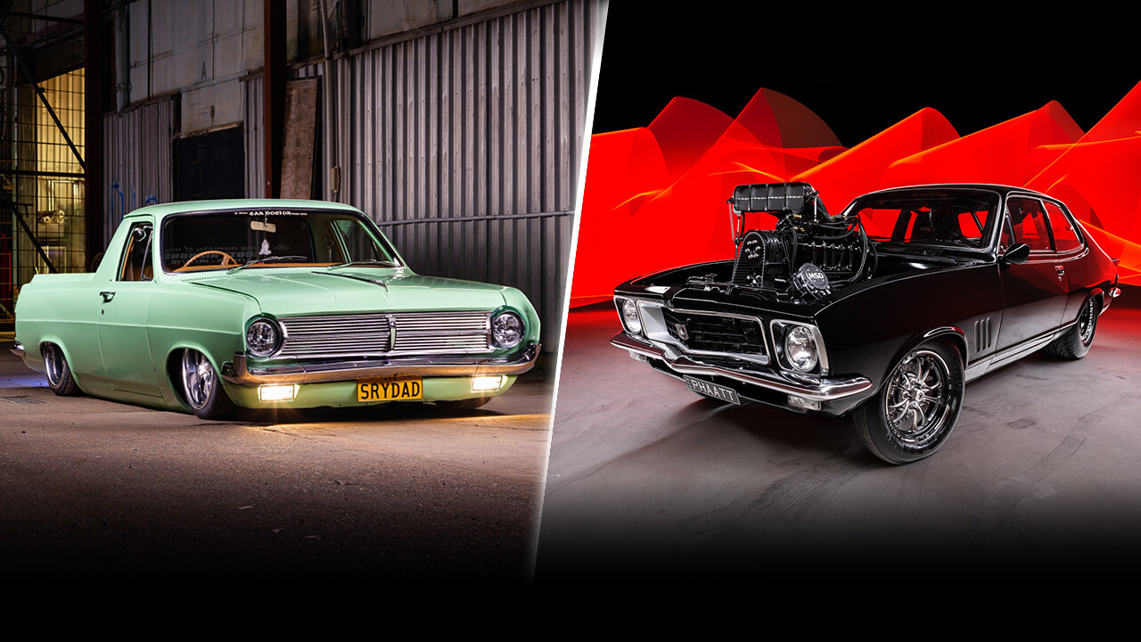 Video: Slammed HD ute versus pro street LJ Torana
