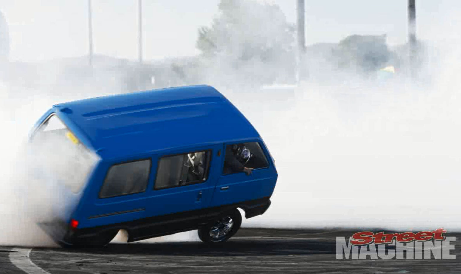 VIDEO: V8 SUZUKI VAN FLIPS DURING BURNOUT