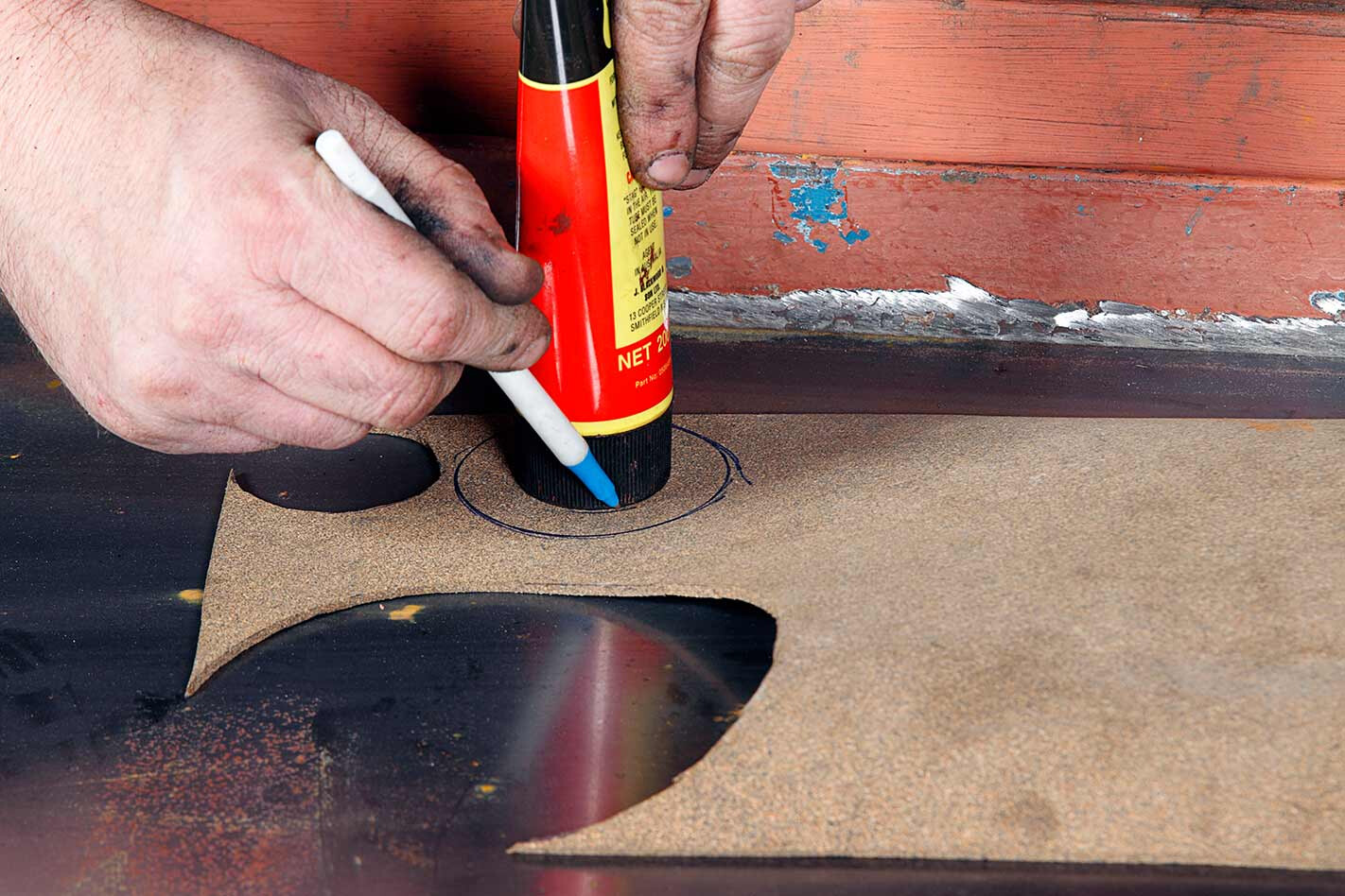 repairing a car fuel tank