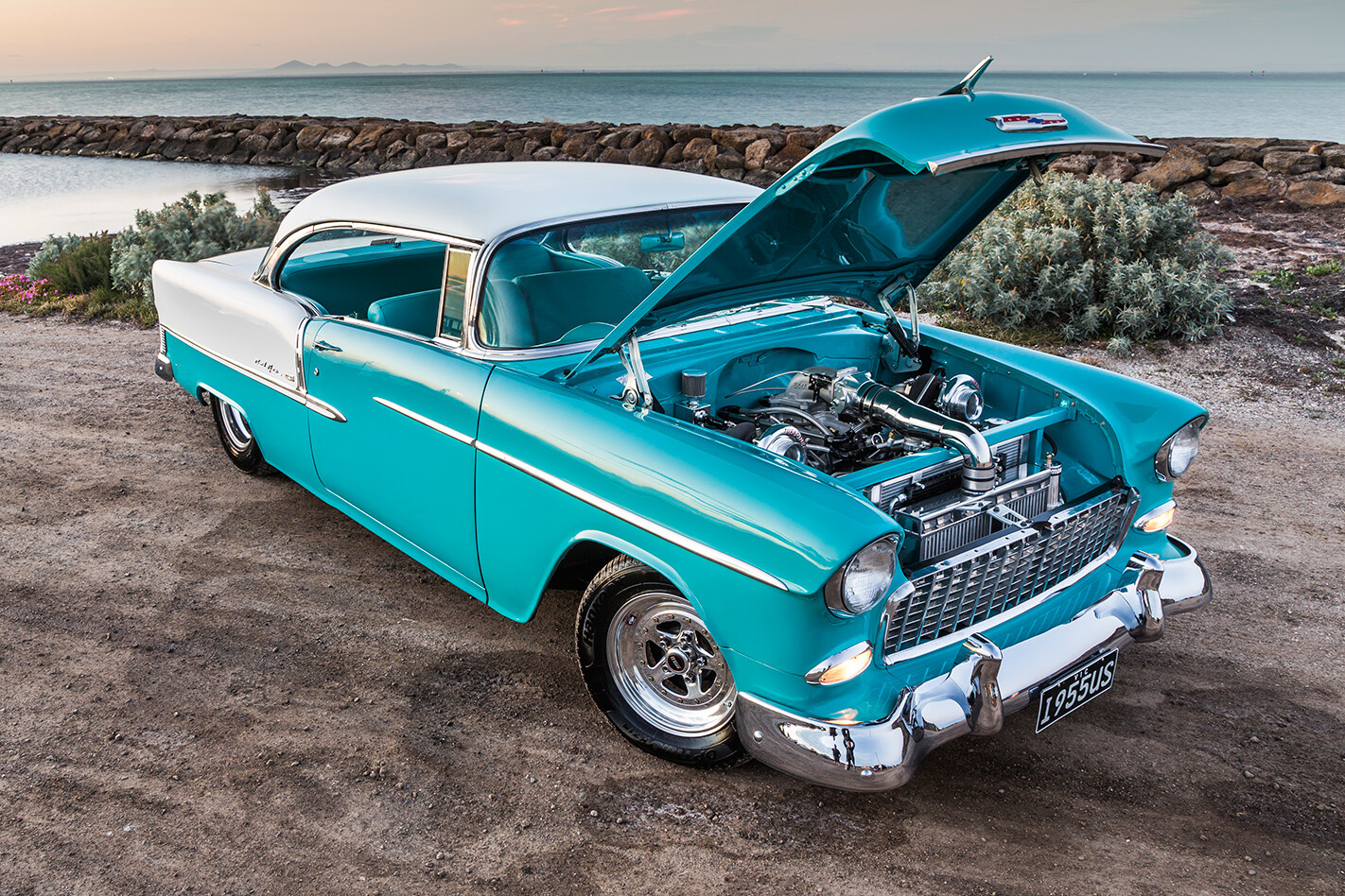 1955 Chevrolet bonnet up