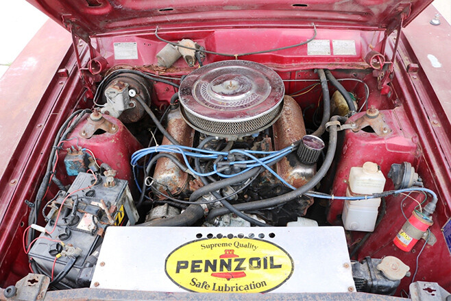 Rusty Ford Falcon XB engine bay