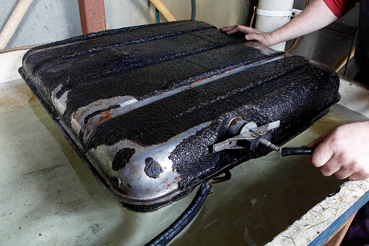 repairing a car fuel tank