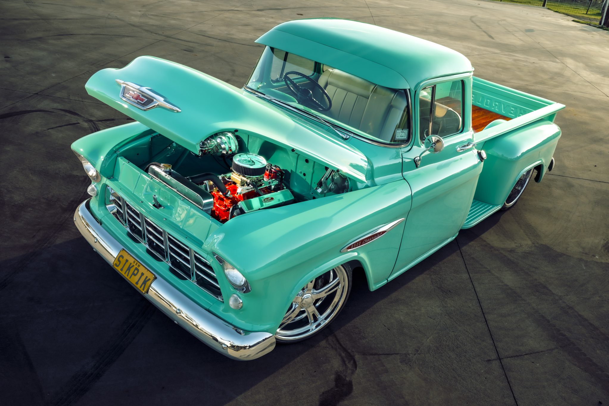 Street Machine Features Ashton Camilleri 1955 Chev Bonnet Up