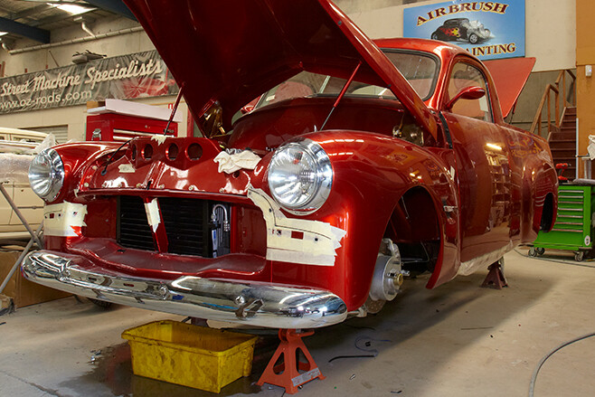 car on stands