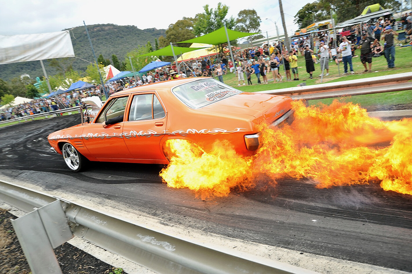 Holden HQ KRANKY Burnout Fire