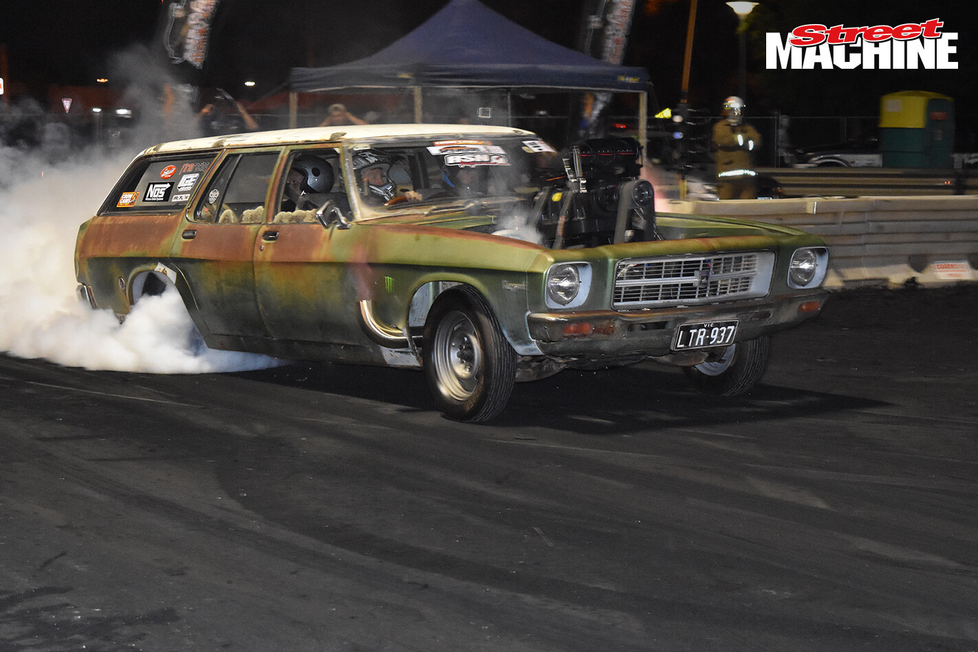 HQ Holden Wagon Blown Burnout 376