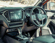 The LS-U-spec D-Max comes with a leather steering wheel and a 9in touchscreen that features both Apple CarPlay and Android Auto, and also comes with sat-nav. But usually we use the Bluetooth function to listen to audio books on those long commutes