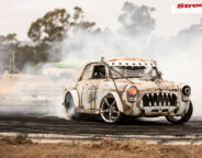 Rat rod Anglia burnout car