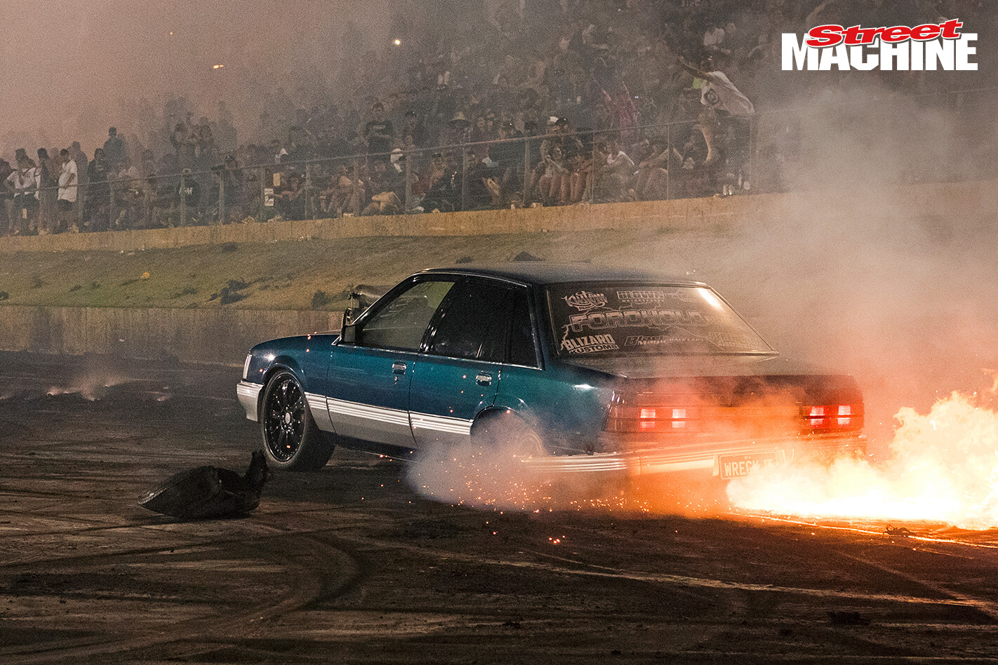 VK Commodore Burnout Fire